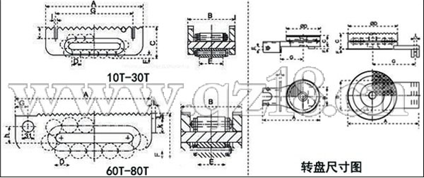 LHRF-T型載重滾輪小車尺寸 LHRF-T型載重滾輪小車尺寸