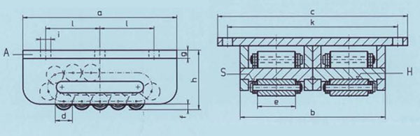 ZAS-H型雙排輪載重滾輪小車尺寸圖 ZAS-H型雙排輪載重滾輪小車尺寸圖